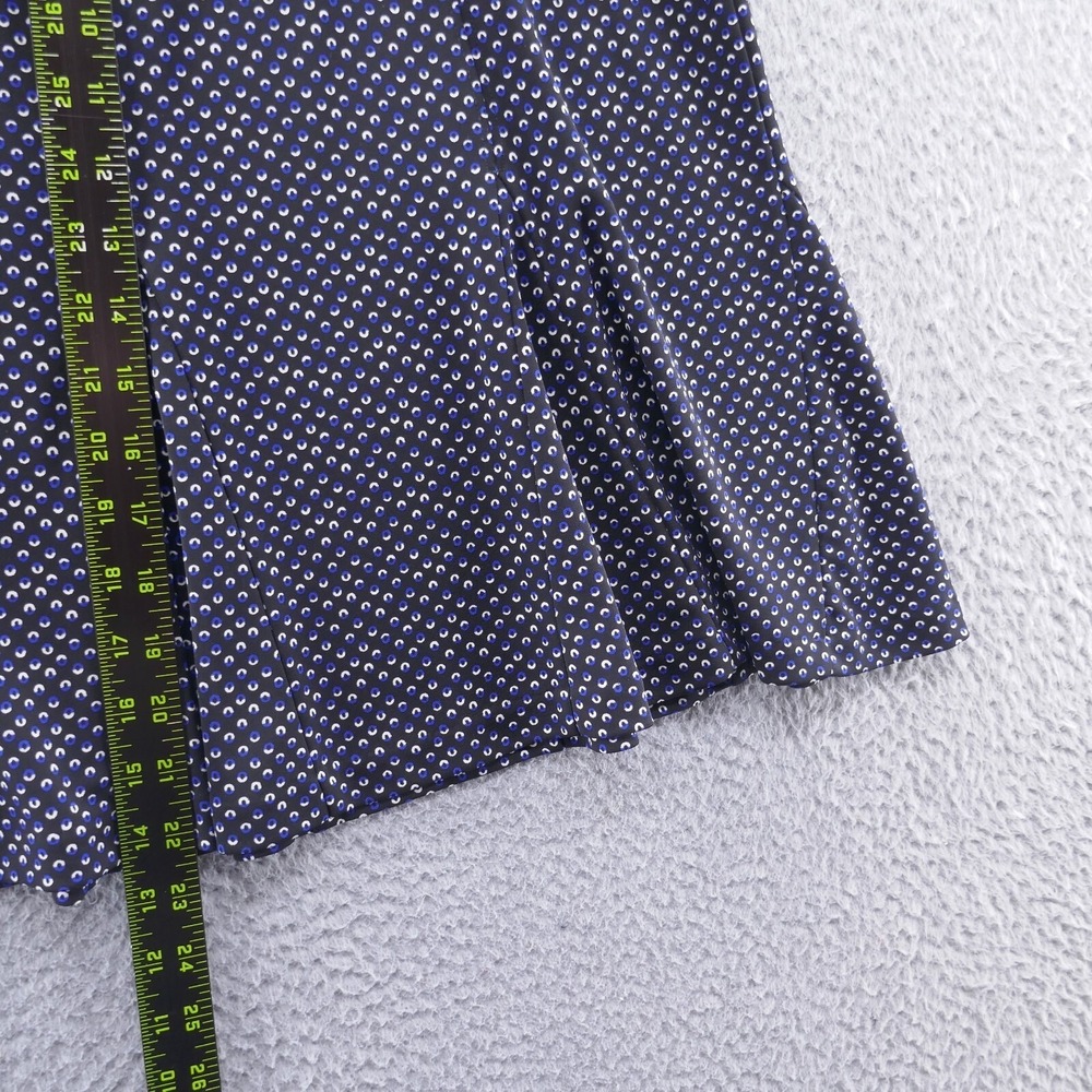 Talbots Petites Womens 14P Navy Blue Geometric Circle Print‎ ALine Flounce Skirt - Picture 8 of 11
